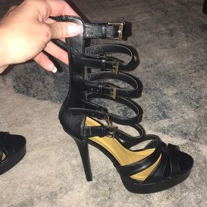 Ladies Black Gladiator Heels